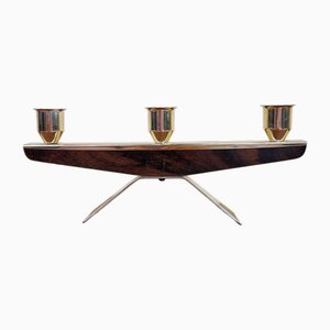 Danish Candleholder in Brass and Rosewood, 1960s