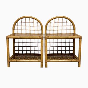 Bedside Tables in Rattan, 1960s, Set of 2