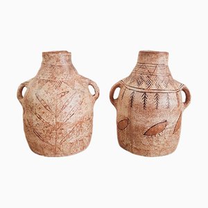 Vintage Berber Terracotta Water Pots, Set of 2