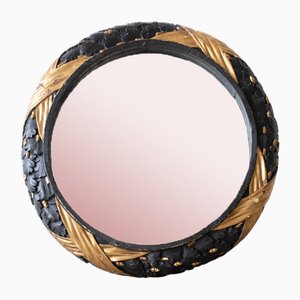 Ebonisierter und vergoldeter Runder Spiegel, 1800er