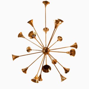 Sputnik 18-Light Hanging Lamp in Brass