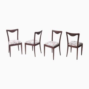 Esszimmerstühle mit Gestell aus Buchenholz & leinengemustertem Stoff, Carlo Enrico Rava zugeschrieben, 1950er, 4 . Set