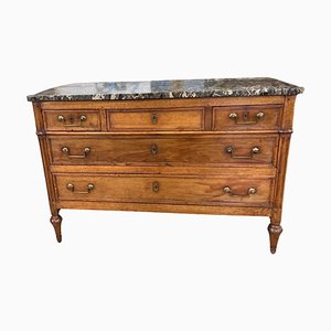 18th Century French Louis XVI Chest of Drawers in Walnut with Marble Top