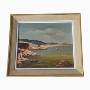 J. Alberti, Paesaggio mediterraneo, XIX secolo, Olio su tela, In cornice
