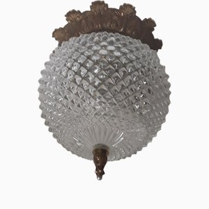 Vintage Ball Ceiling Lamp in Glass & Metal, 1970s