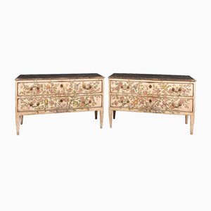 Italian Wooden Commodes with Naturalistic Theme, 20th Century, Set of 2