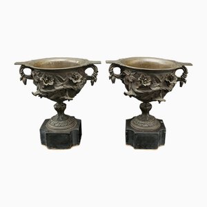 Antique Italian Drinking Cups in Bronze, Set of 2