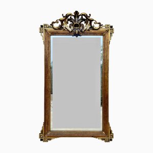 Specchio da parete grande antico intagliato in foglia d'oro
