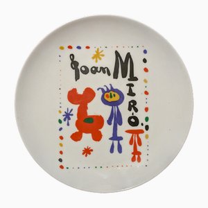 Assiette en Porcelaine en Édition Limitée d'après Joan Miro, 1997