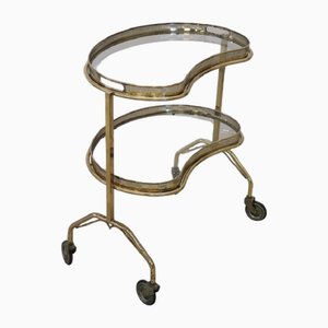 Brass and Glass Bar Cart with Tray, 1980s