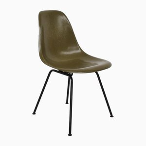 DSX Side Chair in Olive Green Fiberglass by Charles & Ray Eames for Herman Miller, USA, 1954