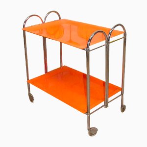 Bar Cart or Side Table in Plastic & Chrome, 1970s