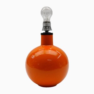 Grand Pied de Lampe de Bureau Ball en Céramique Orange, Italie, 1960s
