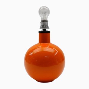 Large Orange Ceramic Ball Table Lamp Base, Italy, 1960s
