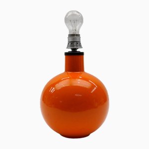 Large Orange Ceramic Ball Table Lamp Base, Italy, 1960s