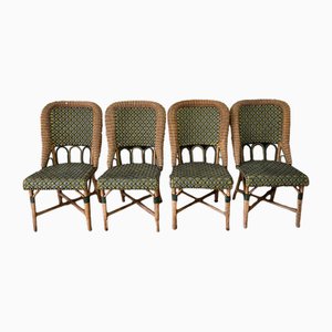 Bamboo and Rattan Chairs, 1960, Set of 4