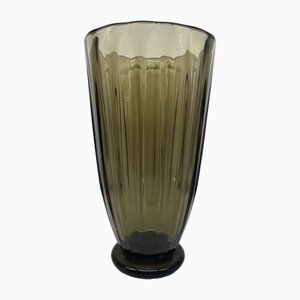 Large Smoked Glass Vase, 1950s