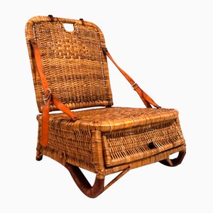 Vintage English Rattan Beach Chair, 1940s