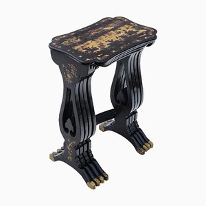 19th Century Chinese Boulle-Work Black Lacquer Nesting Tables, Set of 4