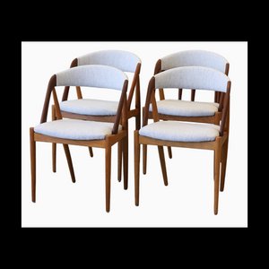 Danish Chairs in Teak and Oak with Kvadrat Upholstery from Schou Andersen, 1960s, Set of 4