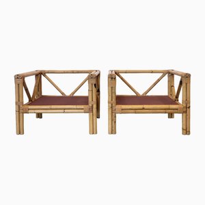 Set of Bamboo Armchairs, 1970s