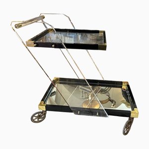 Mid-Century Modern Italian Acrylic Glass and Brass Bar Cart, 1960s