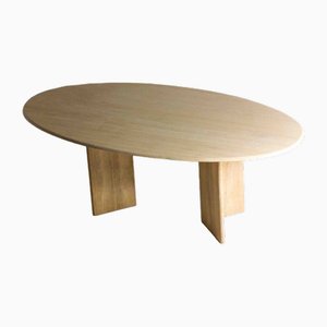 Oval Travertine Dining Table, Italy, 1970s