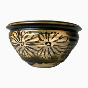 Early Shōwa Period Ceramic Japanese Bowl with Floral Pattern, 1950s