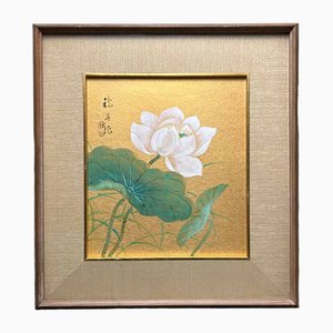Doi Kinkoku, Shōwa Era White Lotus, 1920s, Painting, Framed