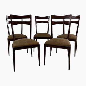 Wooden Chairs in Leather attributed to Ico & Luisa Parisi, 1950s, Set of 5