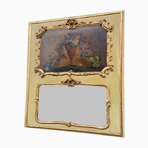 Bemalter und vergoldeter französischer Louis XV Trumeau Spiegel