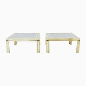 Brushed Brass and Stainless Steel Coffee Tables from Giacomo Sinopoli, 1970s, Set of 2
