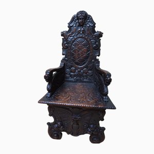 Carved Black Forest Armchair, 1880s