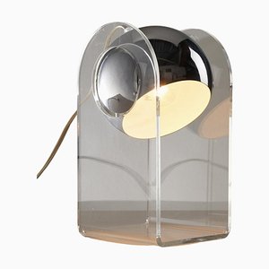 Lampada da tavolo in plexiglas e metallo cromato di Gino Sarfatti, 1980