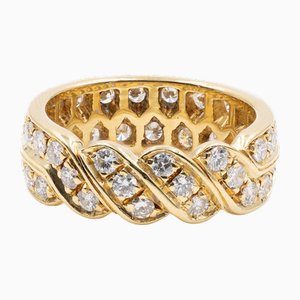Vintage 18k Yellow Gold Eternelle Ring with Diamonds, 1970s