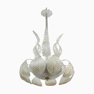 Art Deco Ninfea Murano Glass Chandelier attributed to Barovier, Italy, 1940s