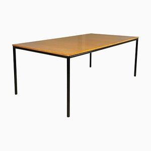 Italian Modern Dining Table or Desk in Wood and Black Metal, 1980s