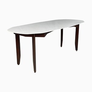 Mid-Century Italian Modern Dining Table in Marble, Wood and Bass, 1960s
