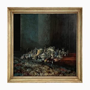 Ronaldo Greco, Italian Modern Still Life, Mixed Media Painting, 1950s-1990s, Framed