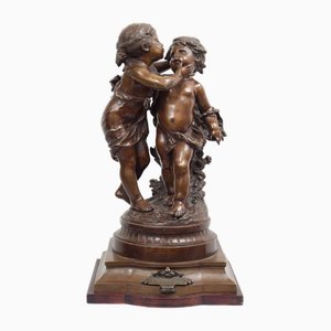 Moreau, Sculpture Depicting Romantic Scene, 19th Century, Patinated Bronze