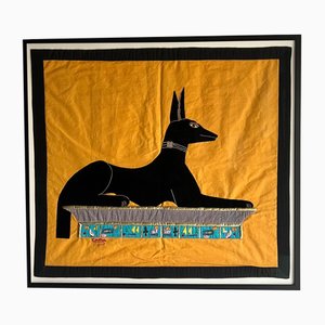 Antique Egyptian Framed Anubis Tapestry