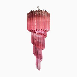 Lámpara de araña de cristal de Murano en rosa, años 90