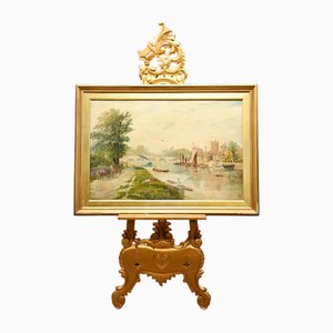 Harold Gregson, Henley on Thames Riverscape, 1870, peinture à l'huile, encadré