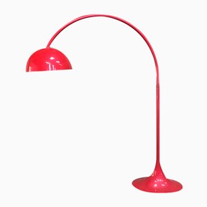 Red Arc Floor Lamp with Oval Tulip Base, 1970s