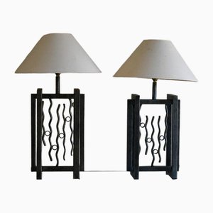 Large Metal Table Lamps, Set of 2
