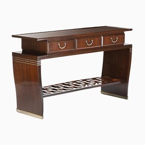Art Deco Console Table in Wood and Brass attributed to Paolo Buffa, Italy, 1930s