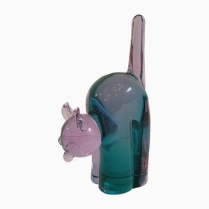 Cat-Shaped Glass Sculpture by Archimede Seguso, Murano, Italy, 1950s