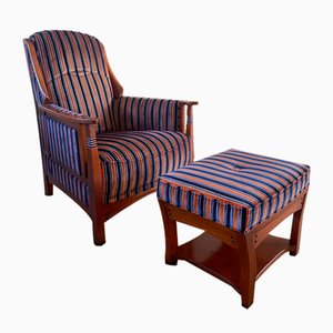Set of Art Deco Model Horta Lounge Chair with Footstool by Schuitema