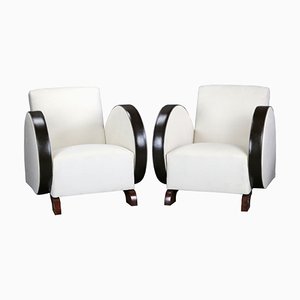 Art Deco White Armchairs, 1920, Set of 2