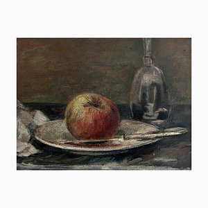 Fernand Blondin, Nature morte à la pomme, Huile sur Toile, Encadrée